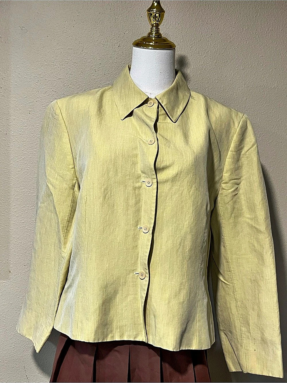 Ann Taylor Yellow Linen Blend Button Front Jacket Size 14